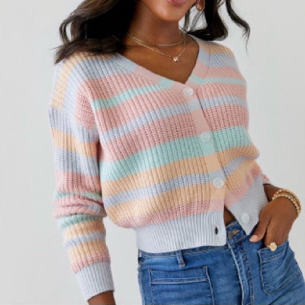 Jessica Simpson Pastel Stripe Cardigan size M